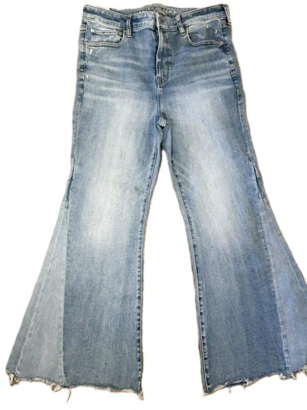 American Eagle Ladies Jeans 16 Festival Flare Distressed Next Level Stretch Read